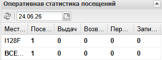 Рисунок 1 - Форма «Оперативная статистика посещений»